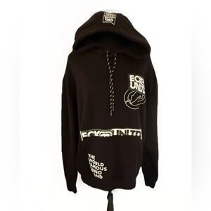 Ecko Unltd Black Graphic Hoodie Men’s Medium Rhino Logo Streetwear Pullover